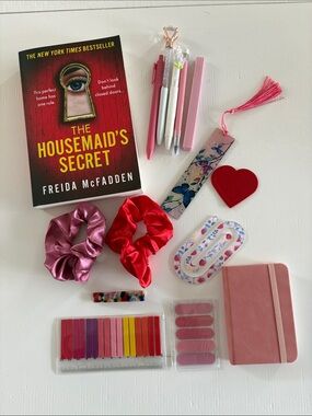 The Housemaid's Secret book + Pink & Red Stationery Set